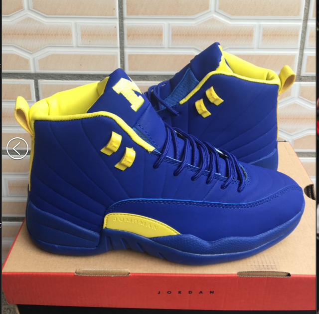 2018 Men Air Jordan 12 Retro Blue Yellow Shoes